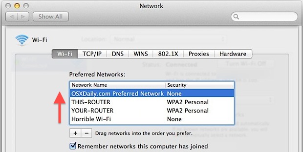 Prioritize Wi-Fi Networks in Mac OS X