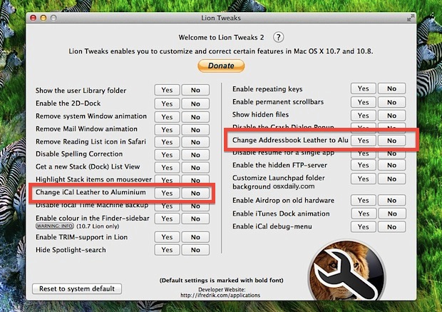 Remove the Leather Appearance from iCal & Address Book in Mac OS X