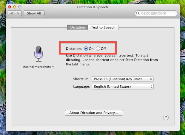 How to enable Dictation in Mac OS X