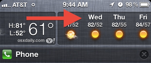 See the 6 day weather forecast on iPhone in Notification Center