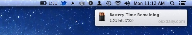 Battery Time Remaining Notification in OS X