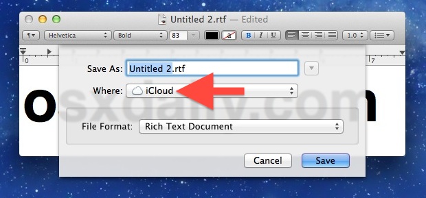 Change the default save file location in Mac OS X from iCloud to Local Disk storage