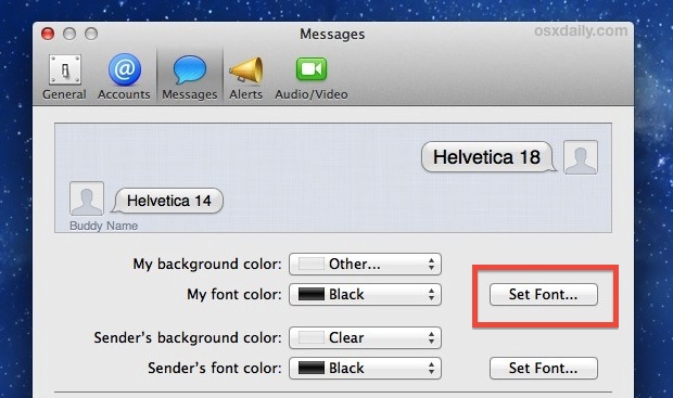Change Text Size in iMessages for Mac OS X