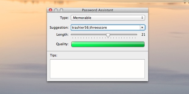 Generate a strong yet memorable password right in Mac OS X