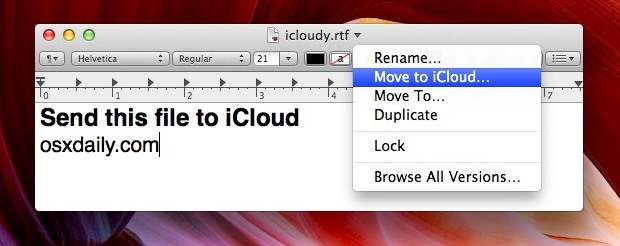 Move a File to iCloud from Mac OS X