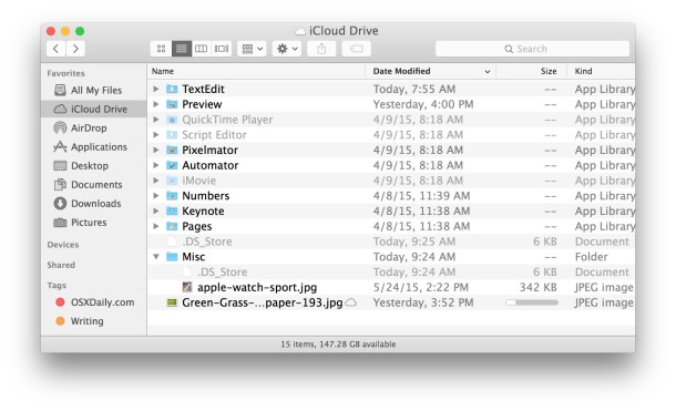 Moving files into iCloud from Mac