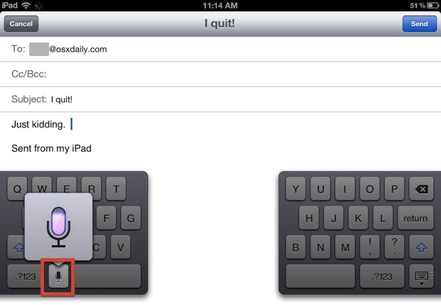Speak to Write Emails in iOS using Dictation