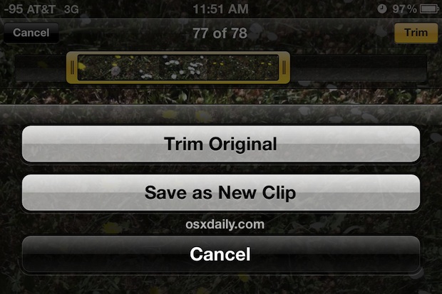 Trim Video on iOS, split into a new clip or trim the original 