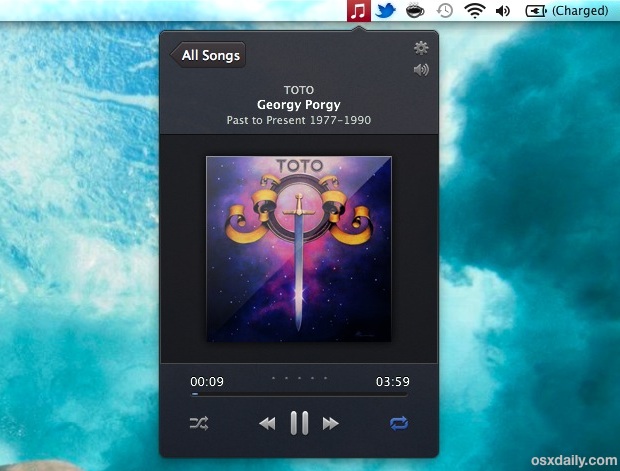 Control iTunes from Menu Bar in Mac OS X with Significator