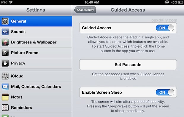 Enable Guided Access in iOS
