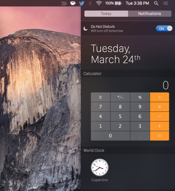 Notification Center of OS X
