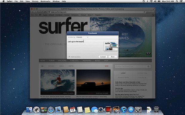 Share to Facebook from Mac OS X
