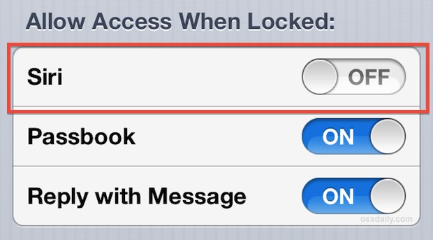 Disable Siri access from the Lock Screen in iOS