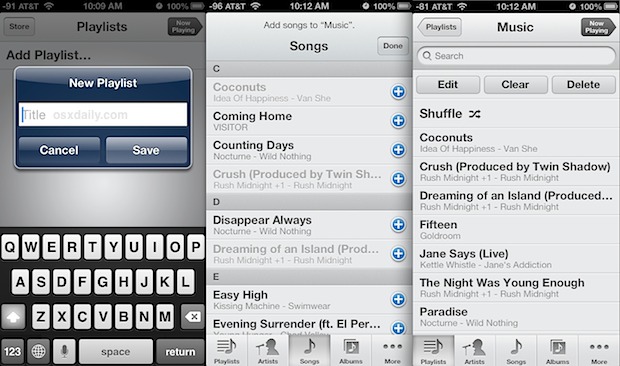 Make a playlist out of music and songs already on the iPhone