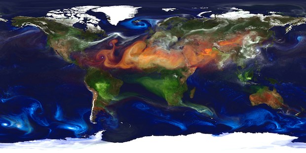 Global aerosols shown by NASA, makes a stunning wallpaper