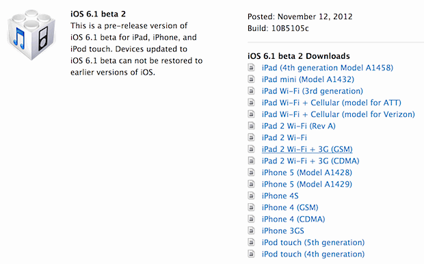 iOS 6.1 beta 2