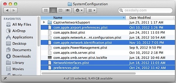 Remove Wi-Fi preference files in Mac OS X to resolve connection problems