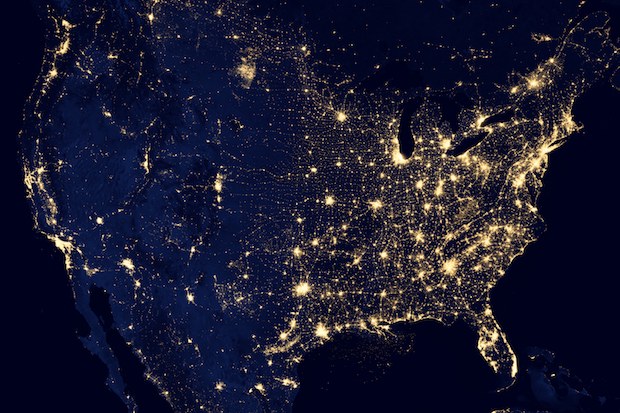 NASA image of USA at night