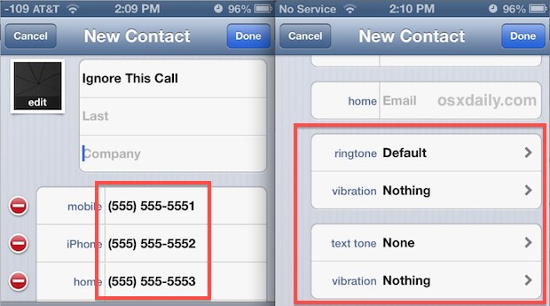 Create the blocked number list and set alerts to off