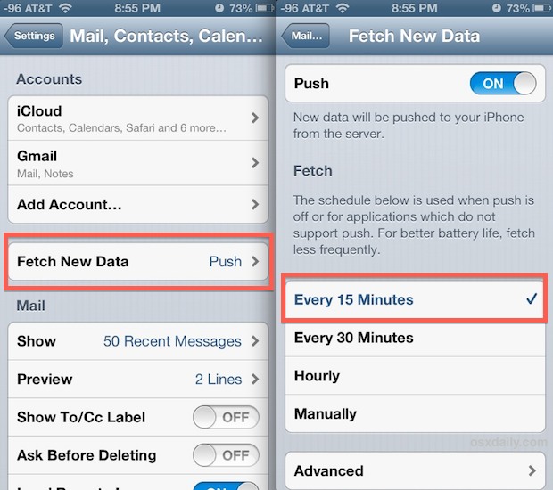Get new emails to iPhone faster