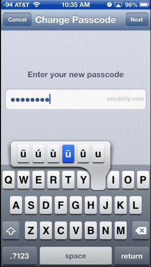 Strong passcode with accent characters