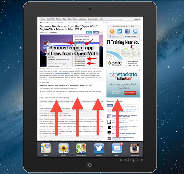 Swipe up to see the multitask bar on iPad