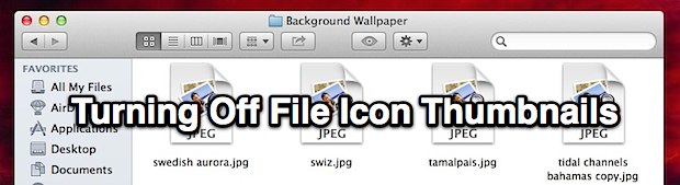 Turn off icon thumbnails in Mac OS X