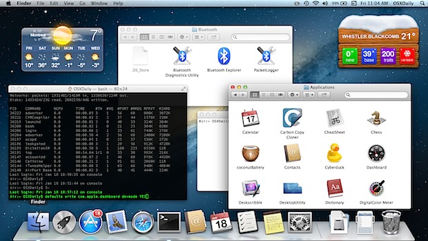 Widgets on the Mac desktop