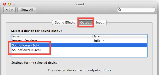 Audio output to Soundflower allows you to record system audio in Mac OS X