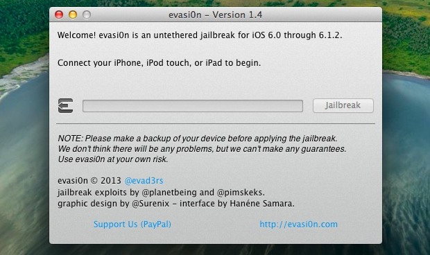 Evasi0n jailbreak for iOS 6.1.2