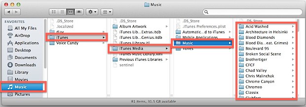 iTunes song, files, and music location on a Mac