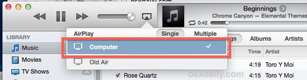 Turn Off iTunes AirPlay Streams