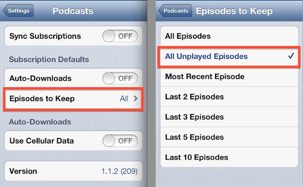 Keep Unplayed Podcast Episodes Only