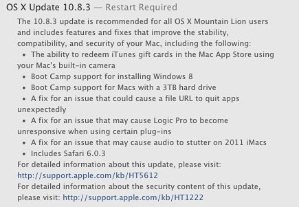 OS X 10.8.3 Update