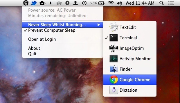 Prevent sleep when only specific apps are running