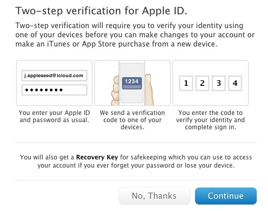 Set up two step verification for Apple ID's
