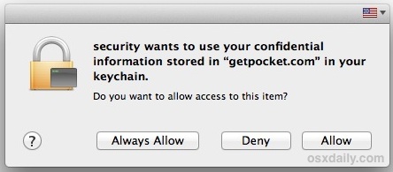 Allow security to retrieve a password from keychain