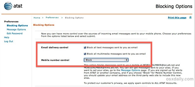 Block spam text messages with AT&T