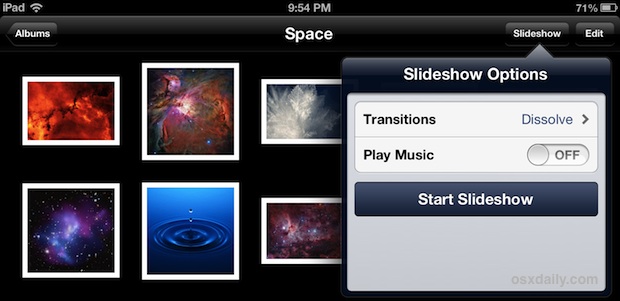 Change the photo slideshow timer on iPad