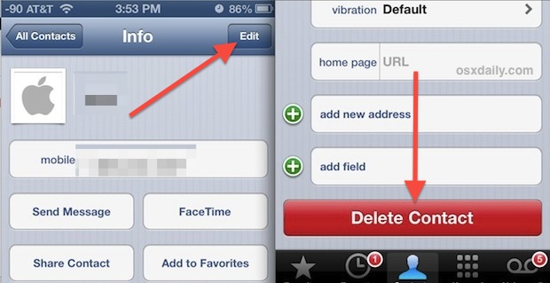 How to delete a contact from the iPhone address book