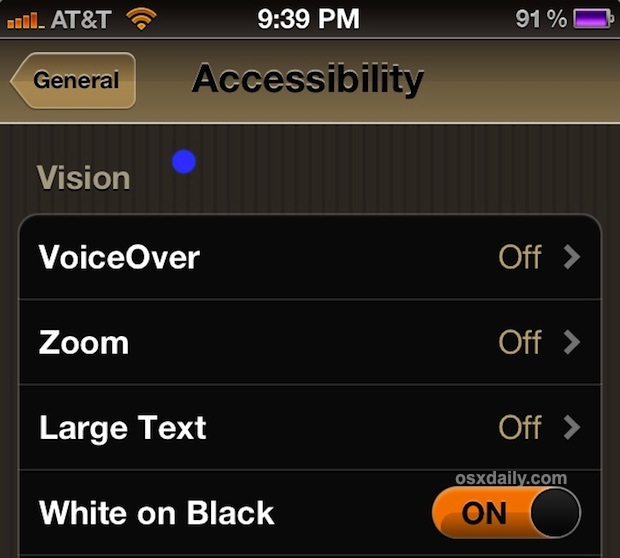 Invert screen colors in iOS