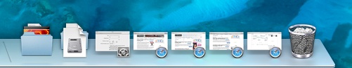 Minimized window thumbnails in the Dock of Mac OS X