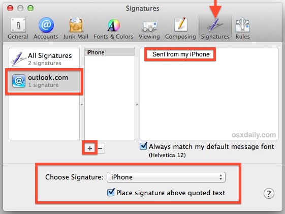 Set a brevity signature on Mac OS X Mail app for shorter emails