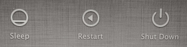 Sleep, Restart, and Shut Down buttons at the login screen