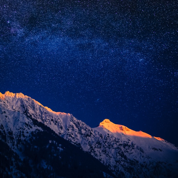 starry dusk over mountains