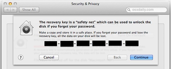 Filevault Recovery Key