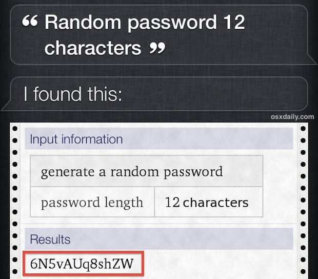 Generate a random strong password on the iPhone with Siri