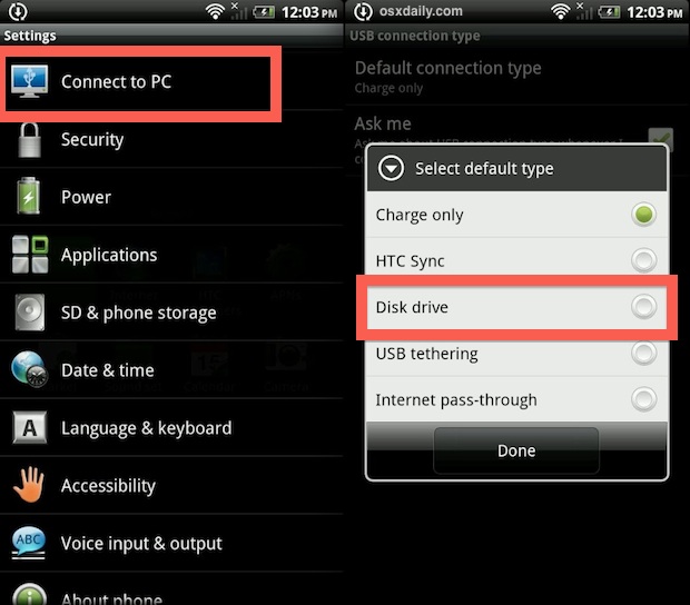 Mount Android as a USB disk drive
