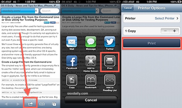 i morgen Forbløffe opdragelse Print from the iPhone or iPad to Any Printer, Wirelessly | OSXDaily