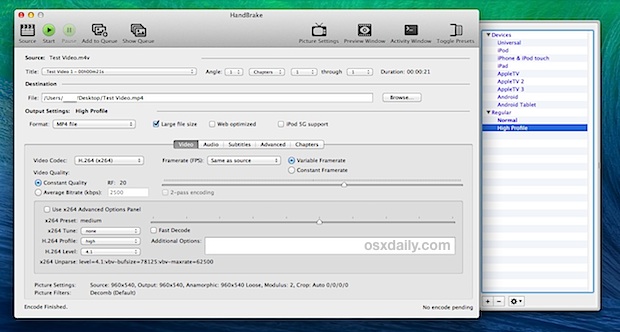 Handbrake - мощный видео конвертер для Mac OS X